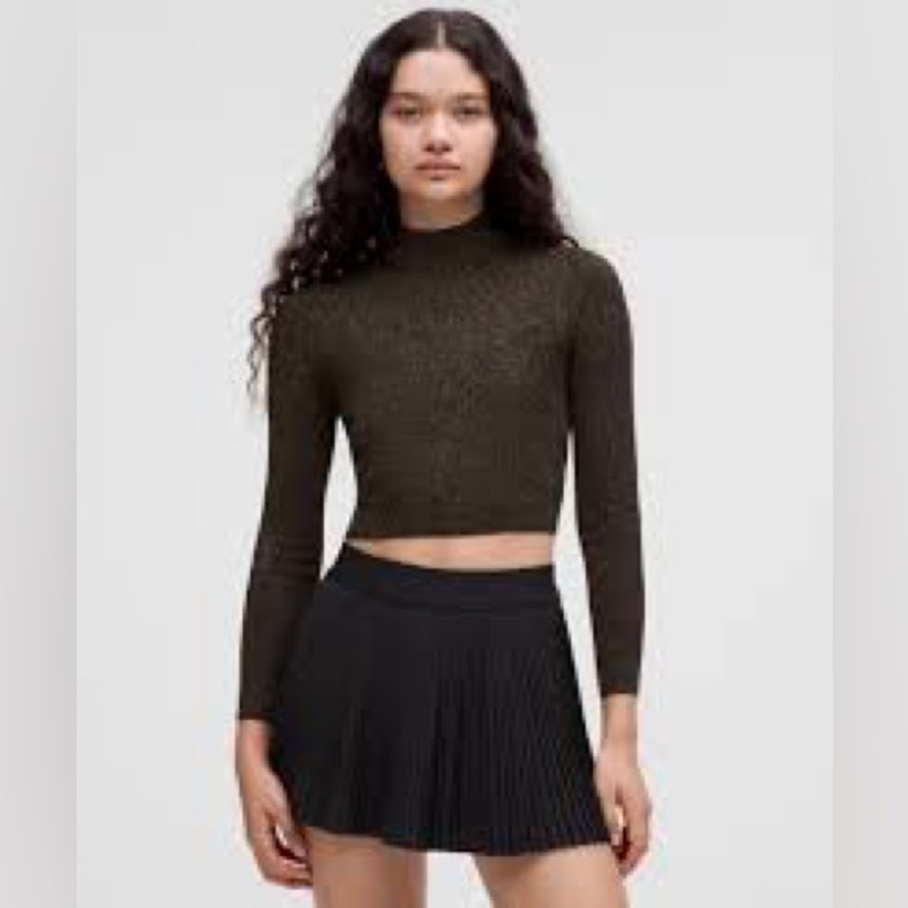 Lululemon Black Glitter Knit Twist Back Long Sleeve Top Size Medium NWT